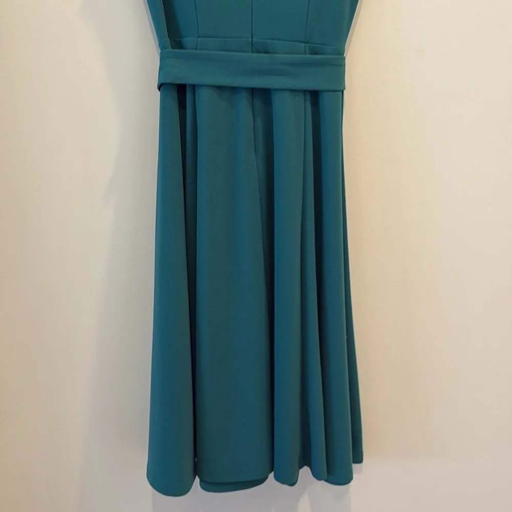 Elegant Teal Cap Sleeve Dress - Picture 10 of 15